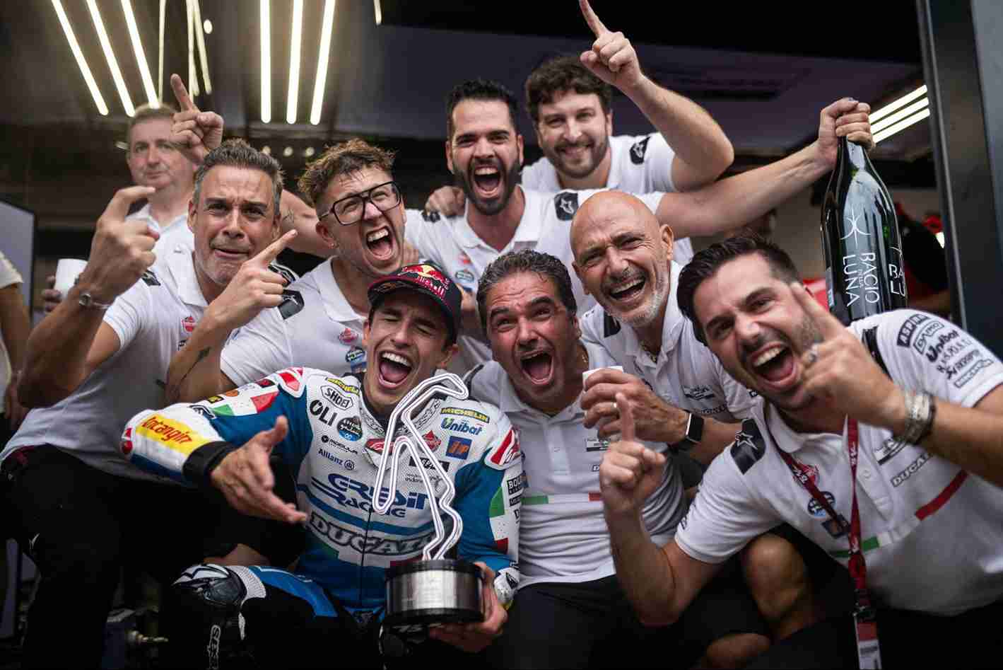 Marc Marquez dan tim Gresini Racing saat menjadi Juara Moto GP Misano 2024